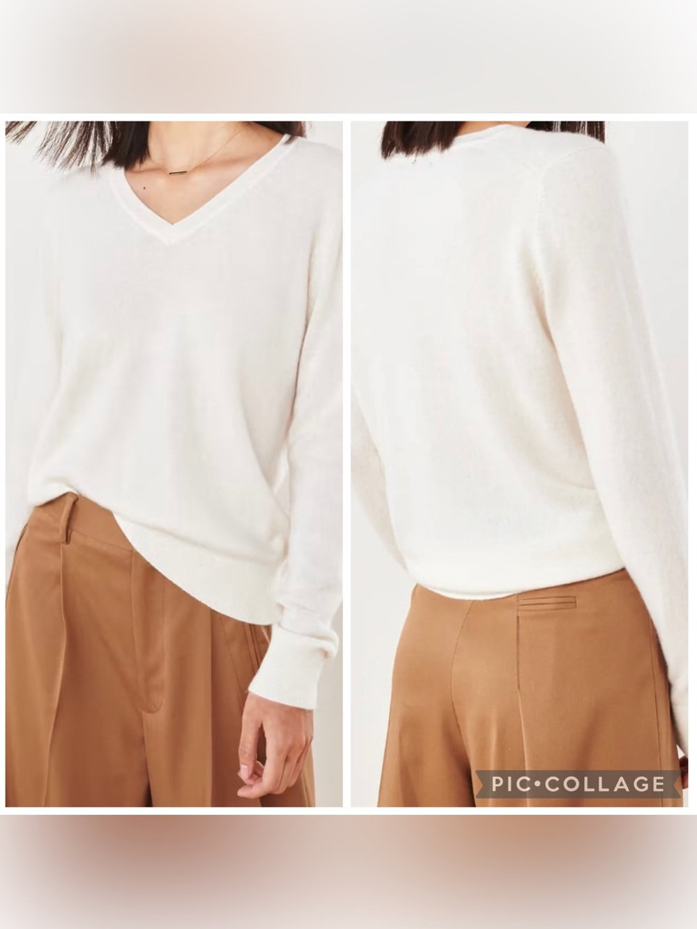 QUINCE Women’s Ivory 100% Mongolian Cashmere Lightweight V-Neck Sweater Size XS